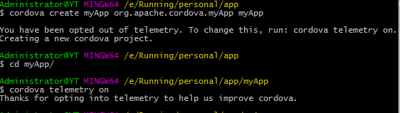 'cordova安装成功输出'